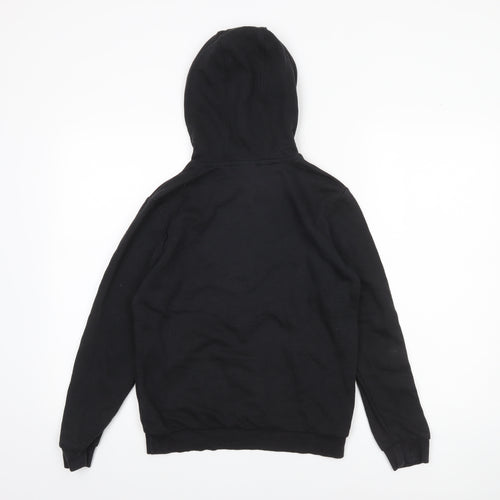 Adidas Boys Black Pullover Hoodie 11-12 Years Logo Cotton Blend