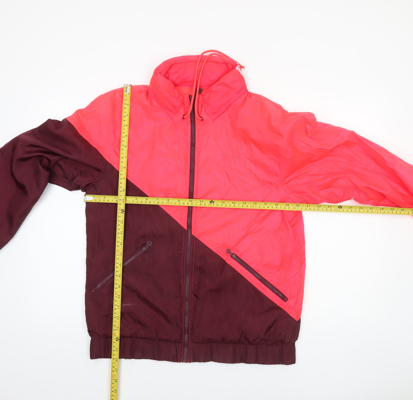 Reebok Women Red Burgundy 90s Retro Windbreaker Jacket S
