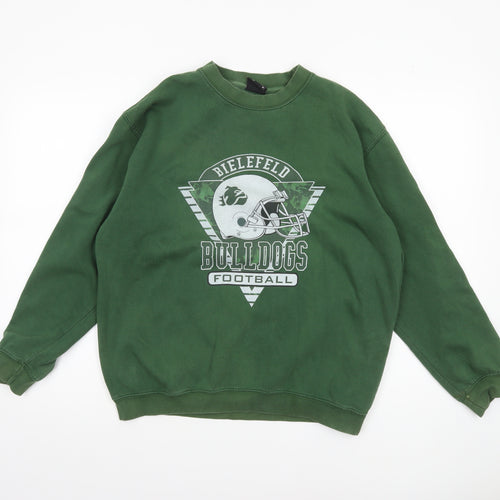 James & Nicholson Men's Green Graphic Football Sweatshirt Size M