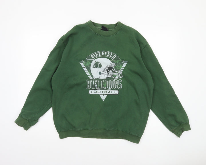James & Nicholson Men's Green Graphic Football Sweatshirt Size M