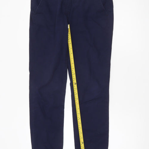 Next Women Navy Blue Chino Trousers Size 10R Cotton Casual