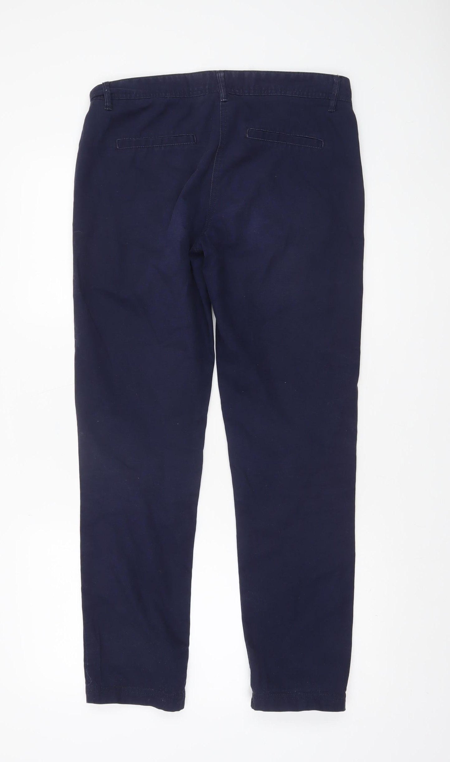 Next Women Navy Blue Chino Trousers Size 10R Cotton Casual