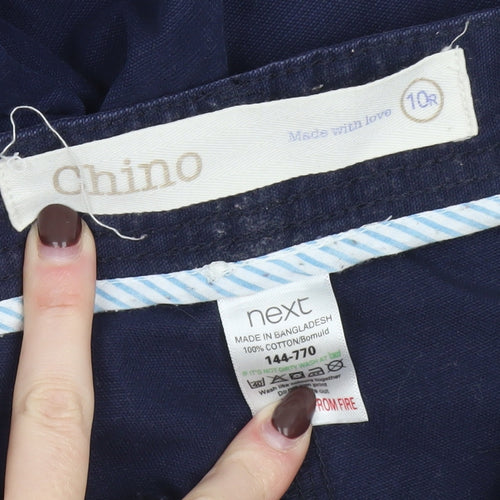 Next Women Navy Blue Chino Trousers Size 10R Cotton Casual