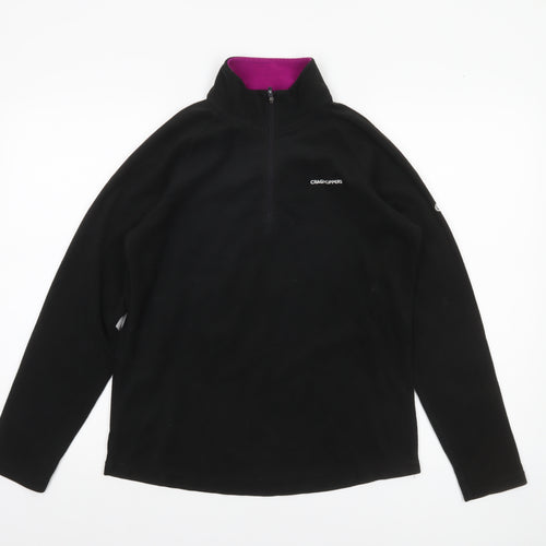 Craghoppers Women Black Fleece Pullover 1/2 Zip Sweatshirt UK 12