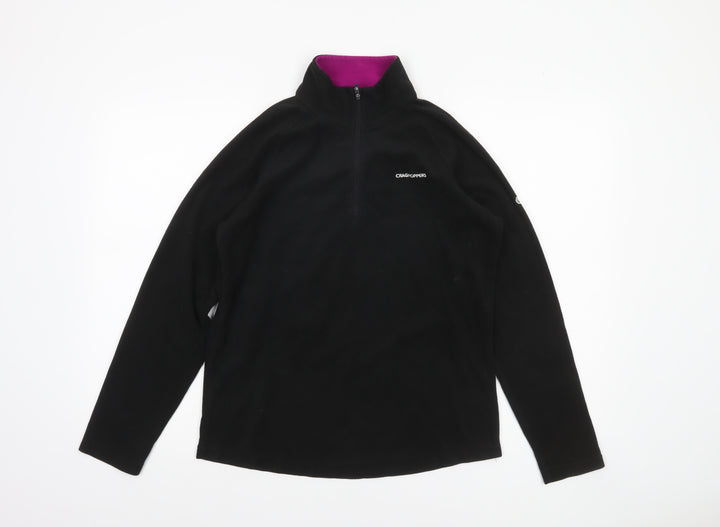 Craghoppers Women Black Fleece Pullover 1/2 Zip Sweatshirt UK 12