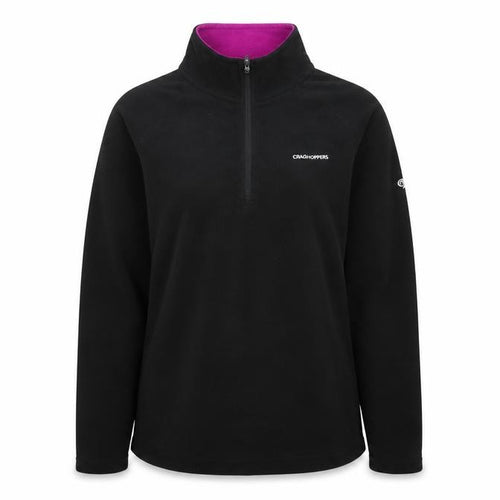 Craghoppers Women Black Fleece Pullover 1/2 Zip Sweatshirt UK 12