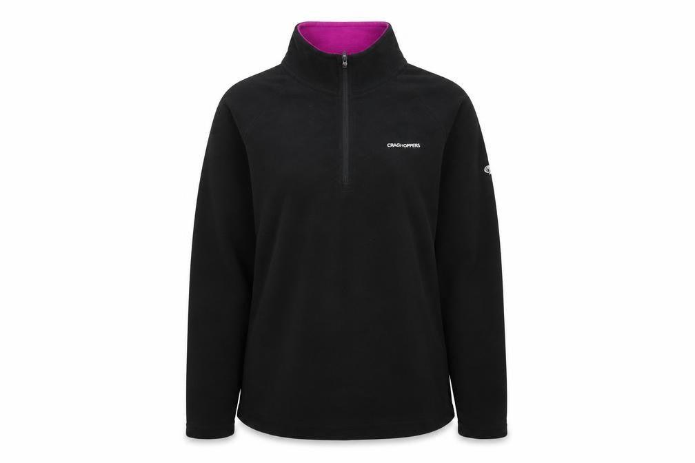 Craghoppers Women Black Fleece Pullover 1/2 Zip Sweatshirt UK 12