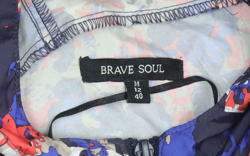 Brave Soul Womens Multicoloured Hooded Rain Coat Jacket Size 12