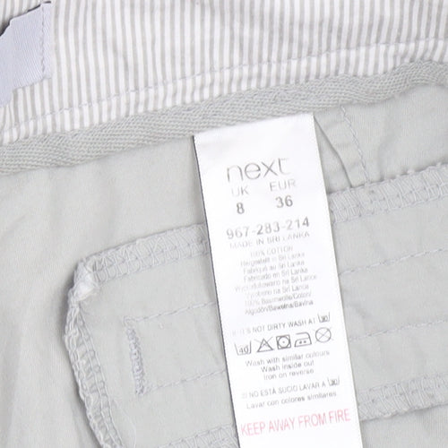 Next Womens Grey Cotton Chino Trousers Size 8 Regular
