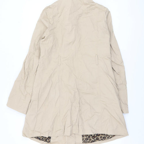 Avon Women's Beige Cotton Trench Coat Size 12 Classic Button Up