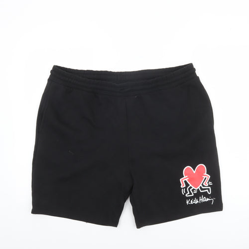 Keith Haring Men’s Black 2XL Sweat Shorts Elastic Waist Art Print