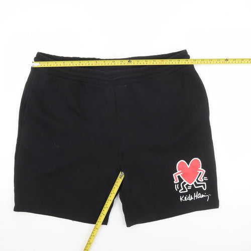Keith Haring Men’s Black 2XL Sweat Shorts Elastic Waist Art Print