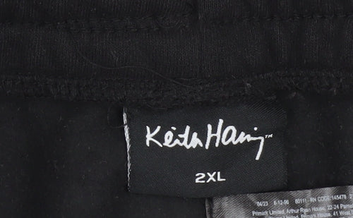 Keith Haring Men’s Black 2XL Sweat Shorts Elastic Waist Art Print
