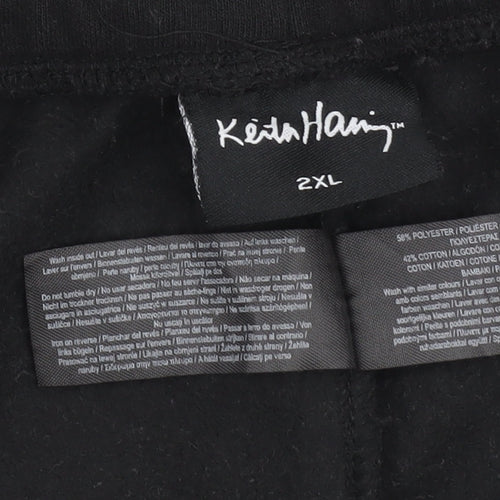 Keith Haring Men’s Black 2XL Sweat Shorts Elastic Waist Art Print