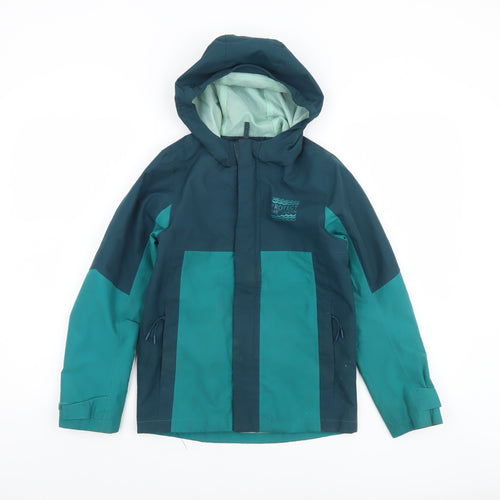 Mountain Warehouse Boys Green Waterproof Hooded Rain Coat Jacket 9-10 Years