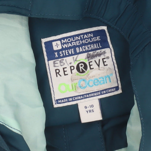 Mountain Warehouse Boys Green Waterproof Hooded Rain Coat Jacket 9-10 Years