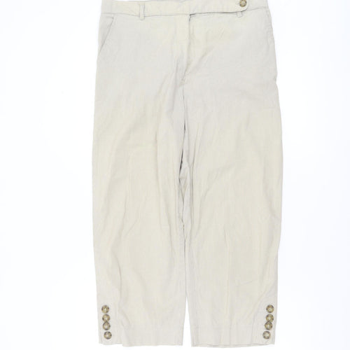 Jensen Women Beige Cropped Twill Trousers Size 12