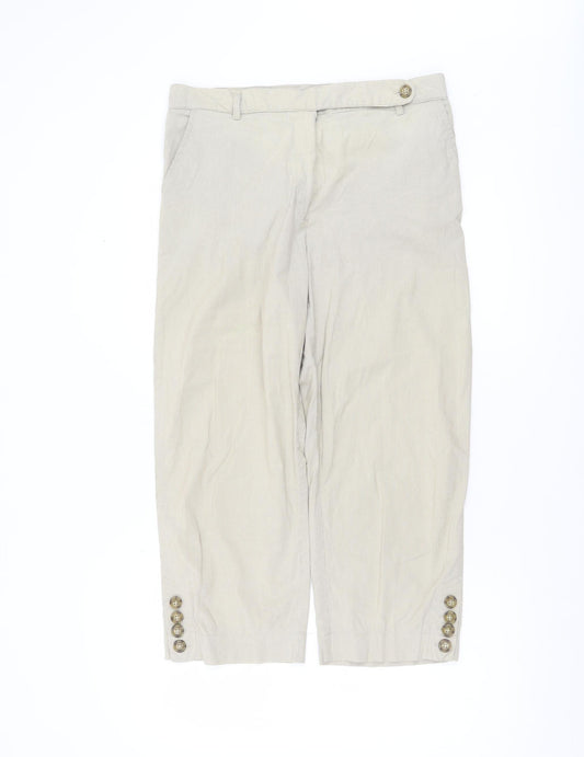 Jensen Women Beige Cropped Twill Trousers Size 12