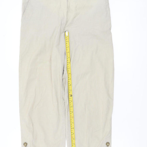 Jensen Women Beige Cropped Twill Trousers Size 12