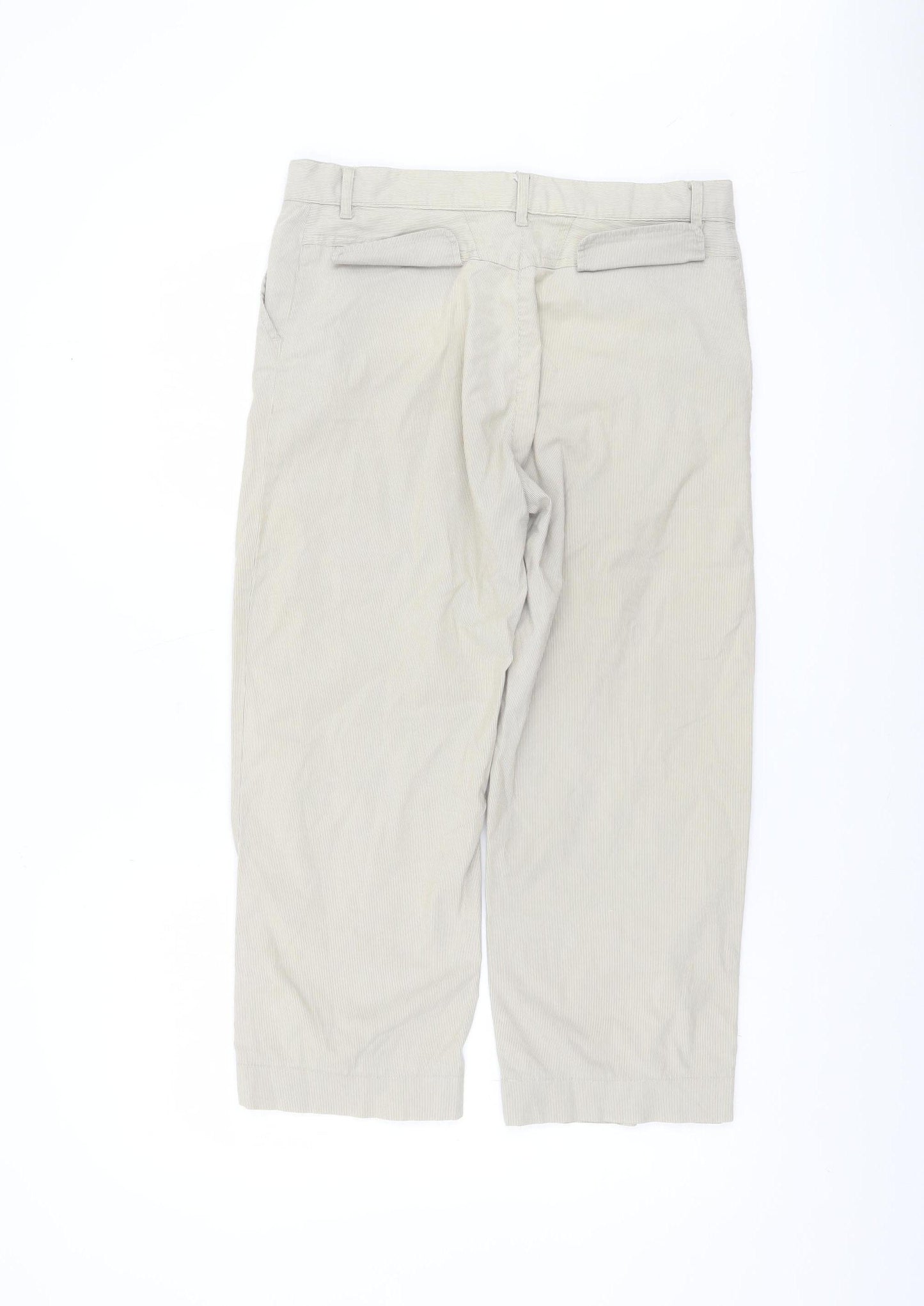 Jensen Women Beige Cropped Twill Trousers Size 12