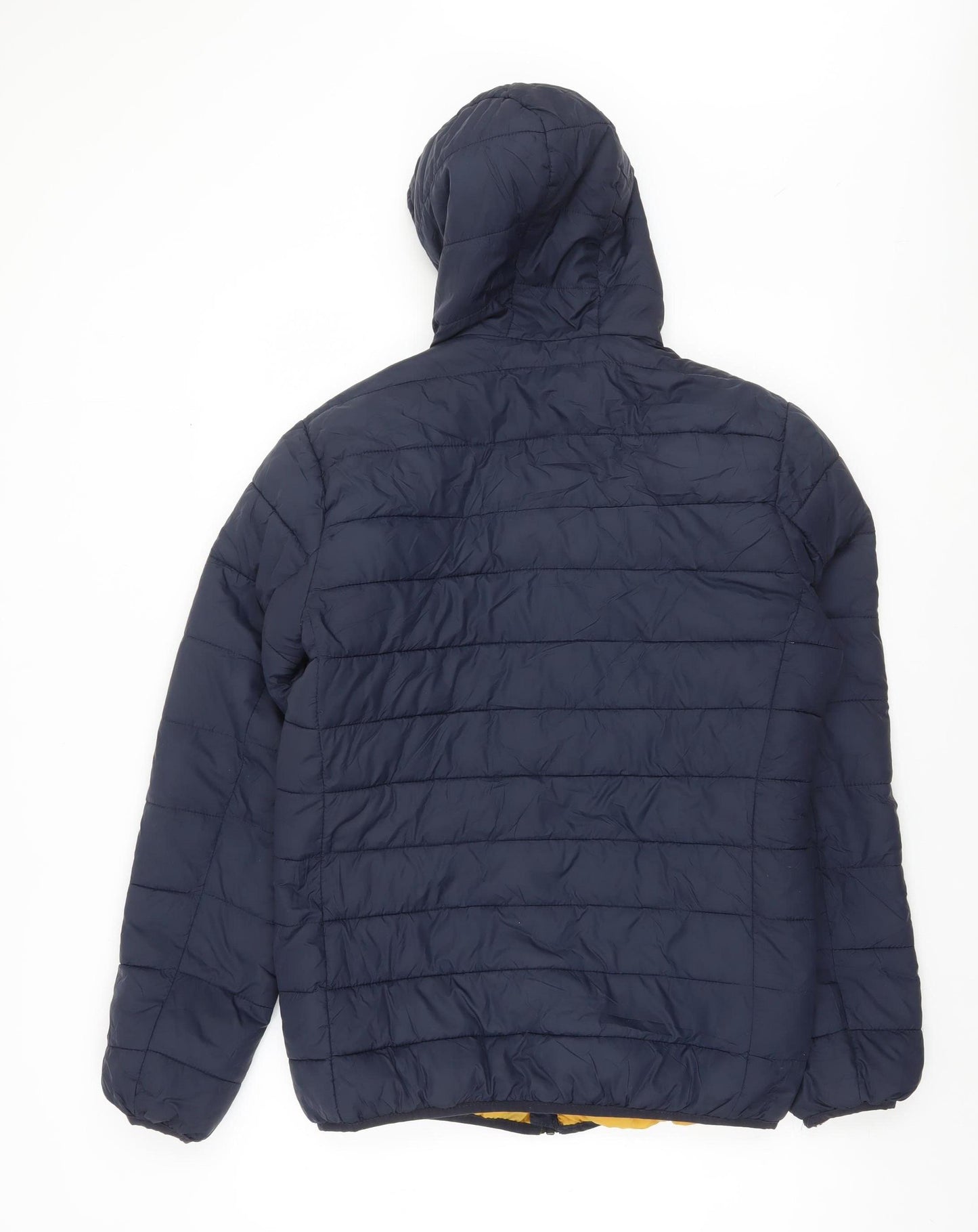 Easy Men Blue Hooded Puffer Jacket Size S Lightweight Outdoor Coat