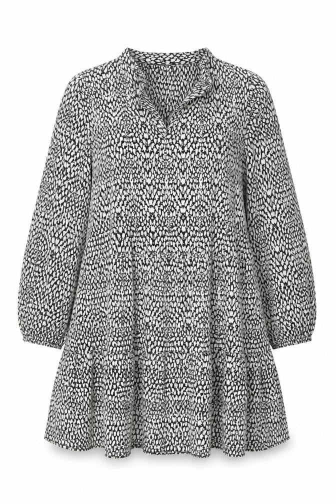 Dunnes Women’s Black Animal Print A-Line Long Sleeve Dress Size XL