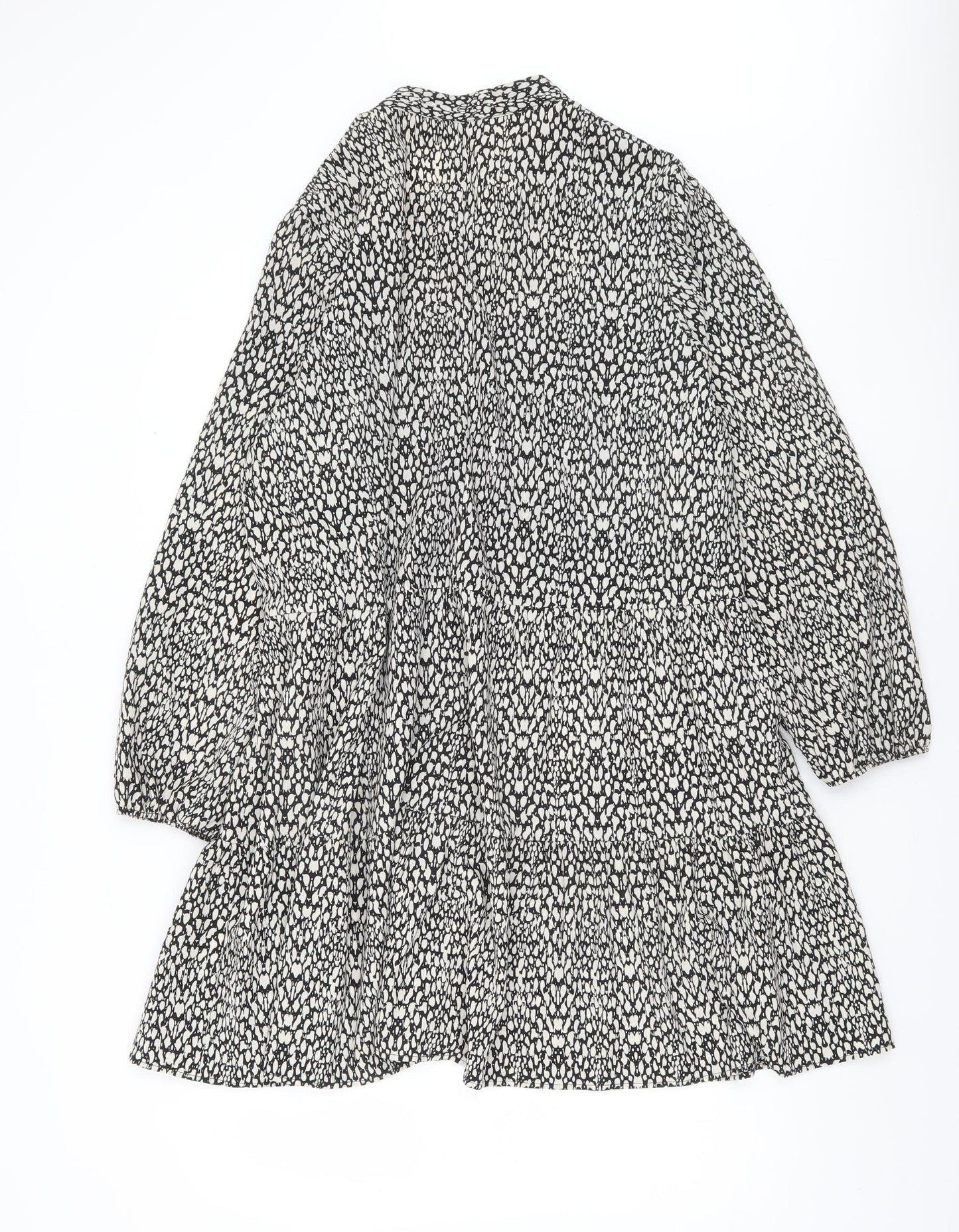 Dunnes Women’s Black Animal Print A-Line Long Sleeve Dress Size XL