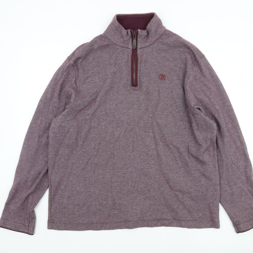 Marks and Spencer Blue Harbour Men's Purple 1/4 Zip Cotton Sweatshirt XL