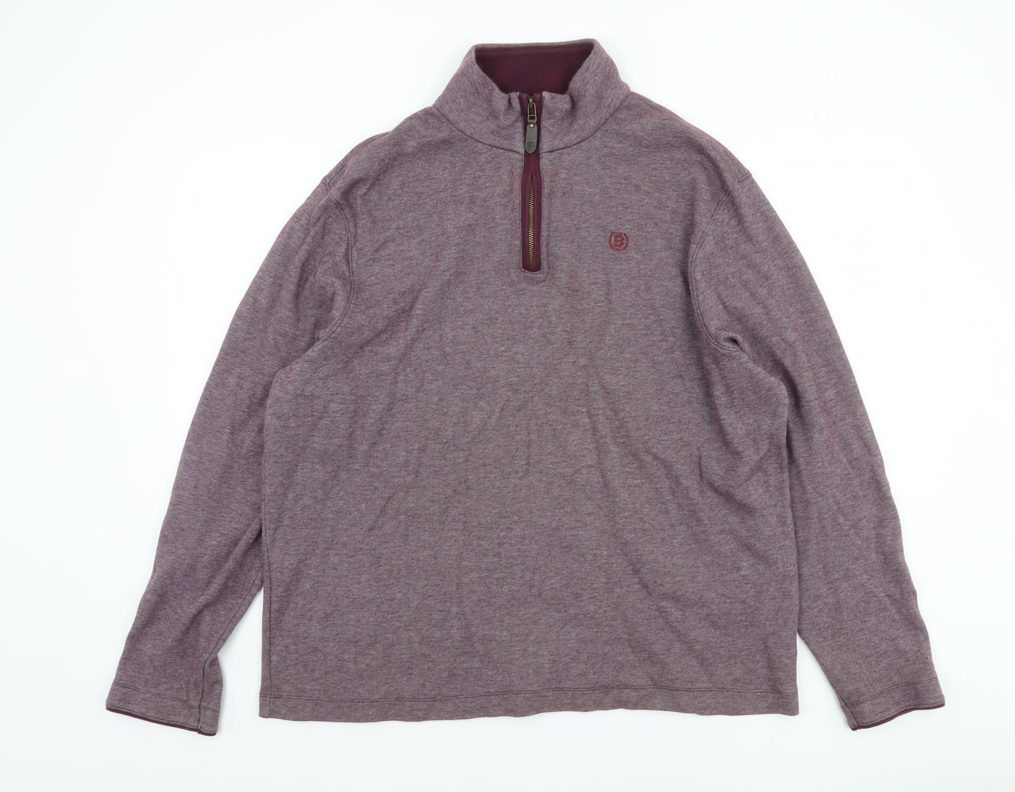 Marks and Spencer Blue Harbour Men's Purple 1/4 Zip Cotton Sweatshirt XL