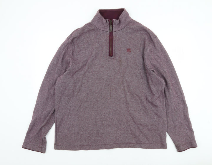 Marks and Spencer Blue Harbour Men's Purple 1/4 Zip Cotton Sweatshirt XL