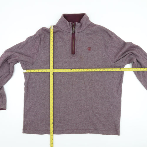 Marks and Spencer Blue Harbour Men's Purple 1/4 Zip Cotton Sweatshirt XL