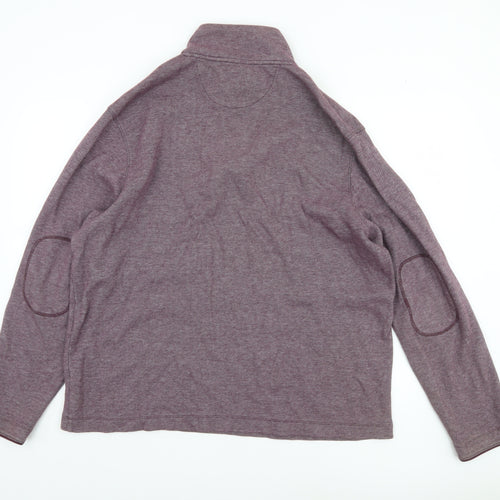 Marks and Spencer Blue Harbour Men's Purple 1/4 Zip Cotton Sweatshirt XL