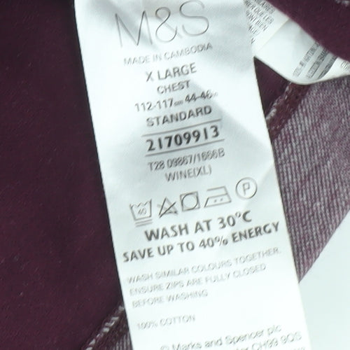 Marks and Spencer Blue Harbour Men's Purple 1/4 Zip Cotton Sweatshirt XL