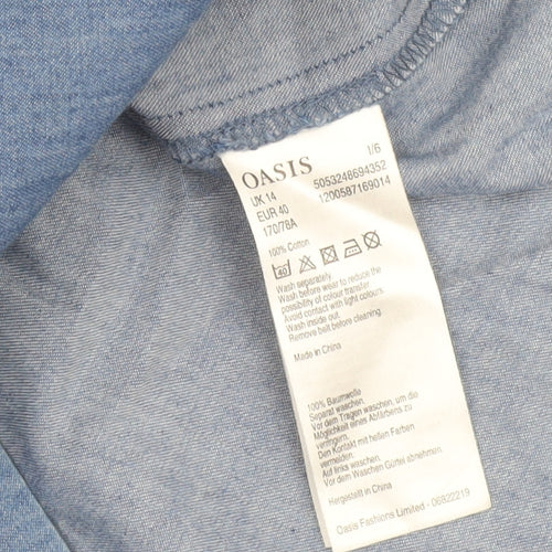 Oasis Women’s Blue Cotton A-Line Denim Skirt Size 14