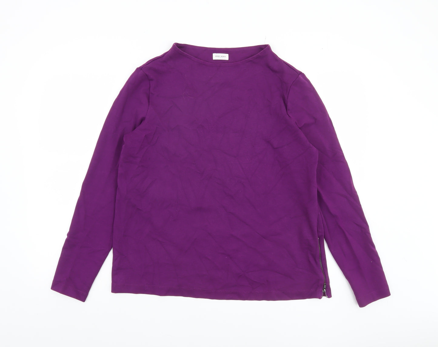 Gerry Weber Women Purple Long Sleeve Boat Neck Stretch Top Size 12