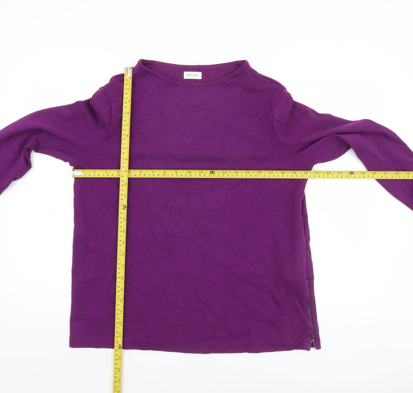 Gerry Weber Women Purple Long Sleeve Boat Neck Stretch Top Size 12