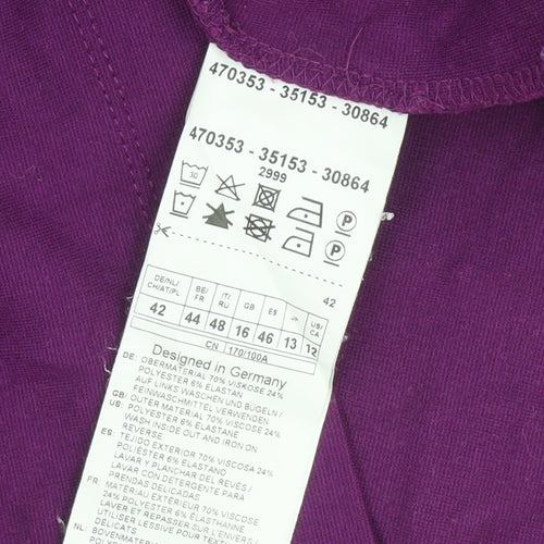 Gerry Weber Women Purple Long Sleeve Boat Neck Stretch Top Size 12