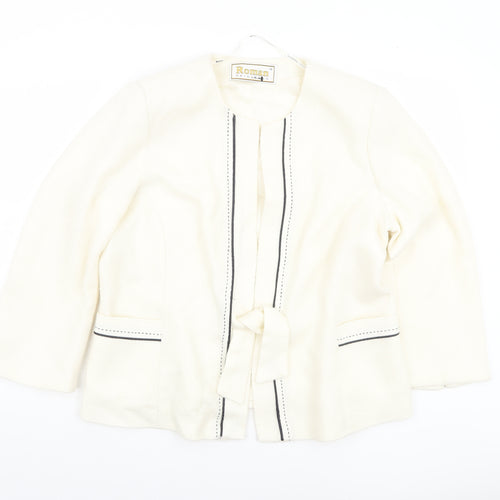 Roman Originals Womens Ivory Belted Lined Blazer Size 18