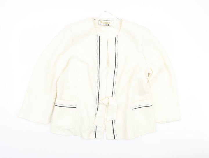 Roman Originals Womens Ivory Belted Lined Blazer Size 18