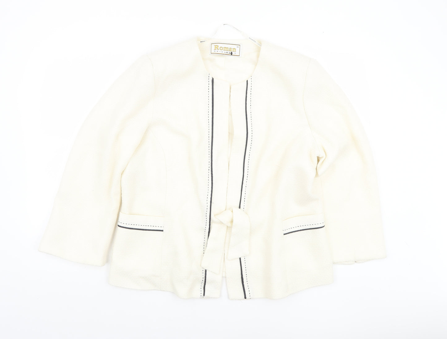 Roman Originals Womens Ivory Belted Lined Blazer Size 18