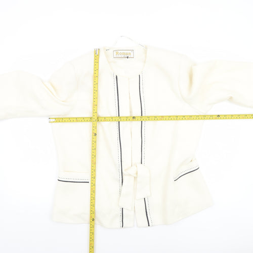 Roman Originals Womens Ivory Belted Lined Blazer Size 18