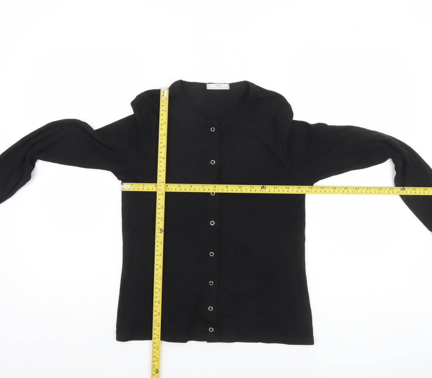 Marks and Spencer Women’s Black Cotton Button-Up Cardigan UK 10