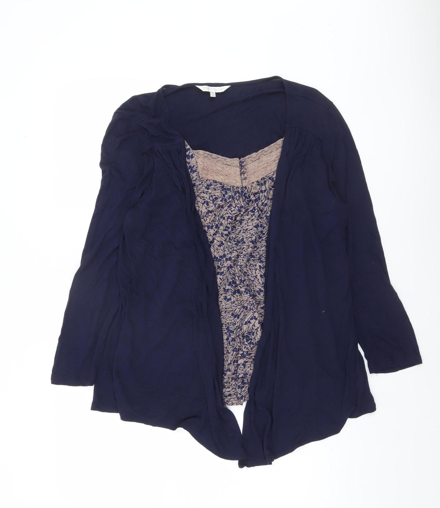 John Rocha Womens Blue Floral Lace Tunic Blouse Size 16