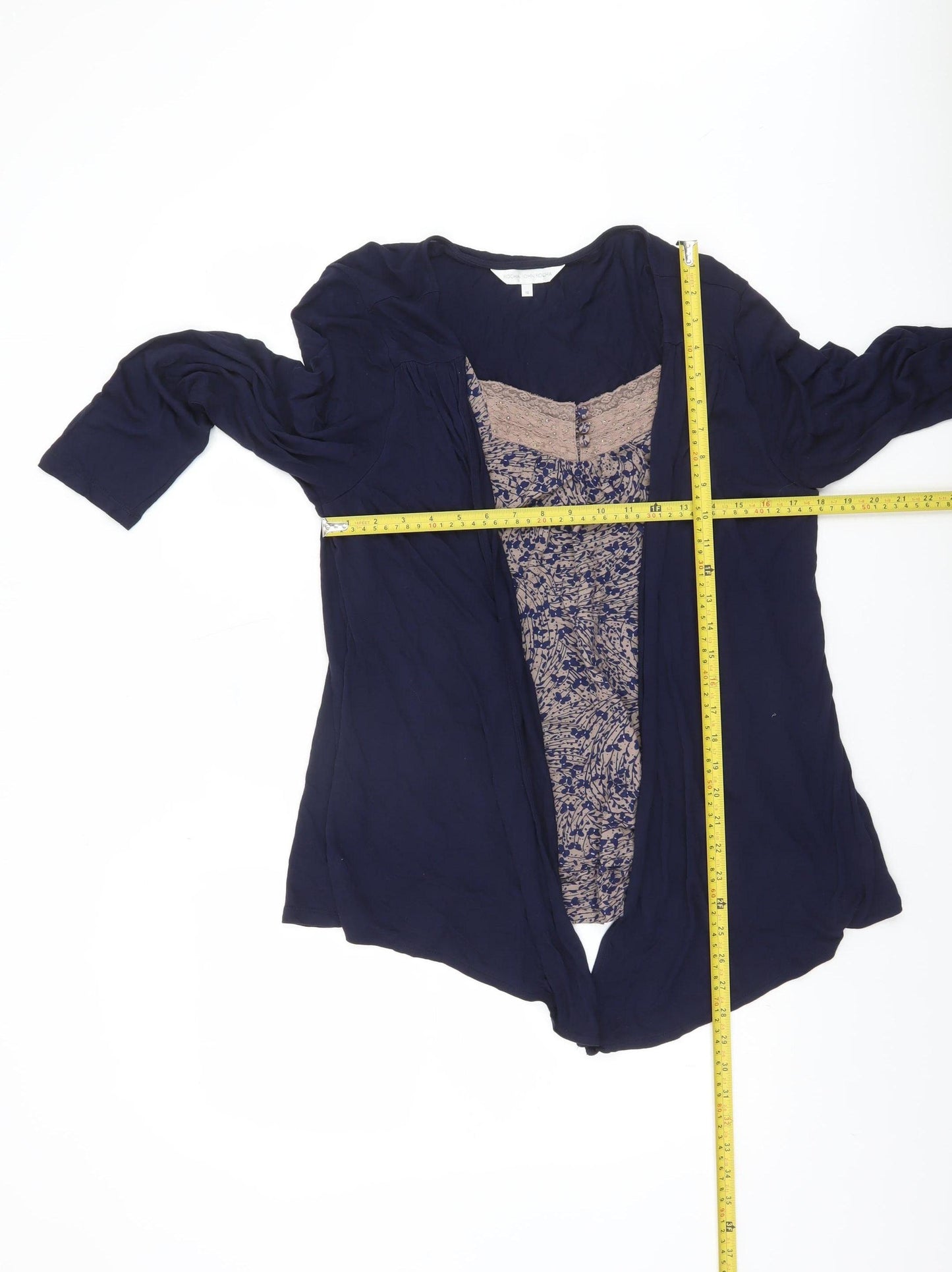 John Rocha Womens Blue Floral Lace Tunic Blouse Size 16