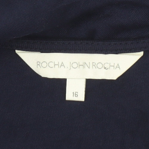 John Rocha Womens Blue Floral Lace Tunic Blouse Size 16