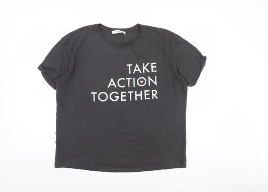 MNG Women's Black 'Take Action Together' T-Shirt Size M