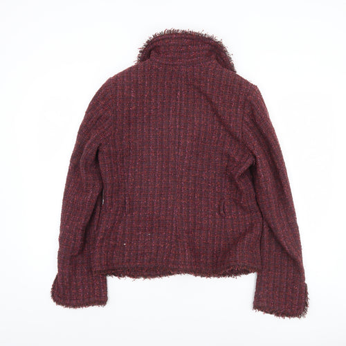 H&M Women Red Tweed Single-Breasted Blazer Size 12