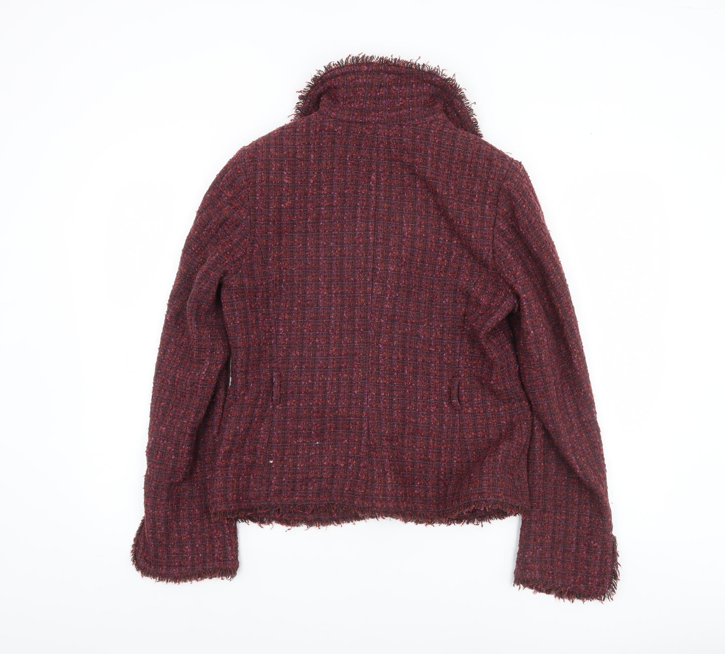 H&M Women Red Tweed Single-Breasted Blazer Size 12