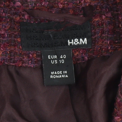 H&M Women Red Tweed Single-Breasted Blazer Size 12