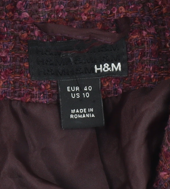H&M Women Red Tweed Single-Breasted Blazer Size 12